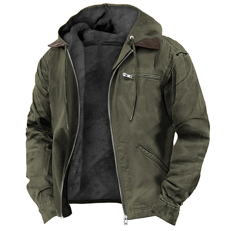 Front presentation of the MONTQUANT Suede Sherpa Bomber Jacket in olive green, emphasizing its structured utilitarian silhouette and zip chest pocket.